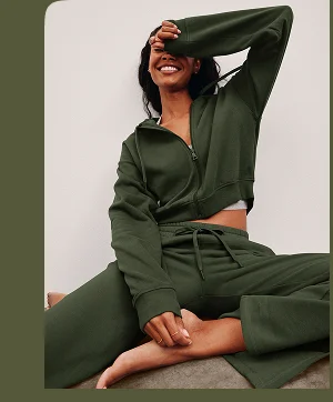 LuxeFleece Zip Up Hoodie in Dark Olive