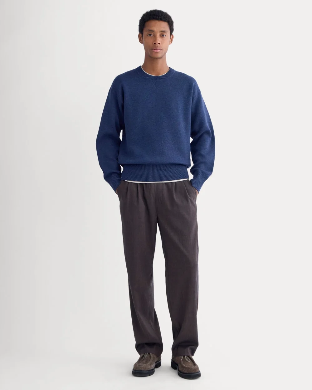 Image of Pleated Trouser in Tailor Twill | Heathered Fudge