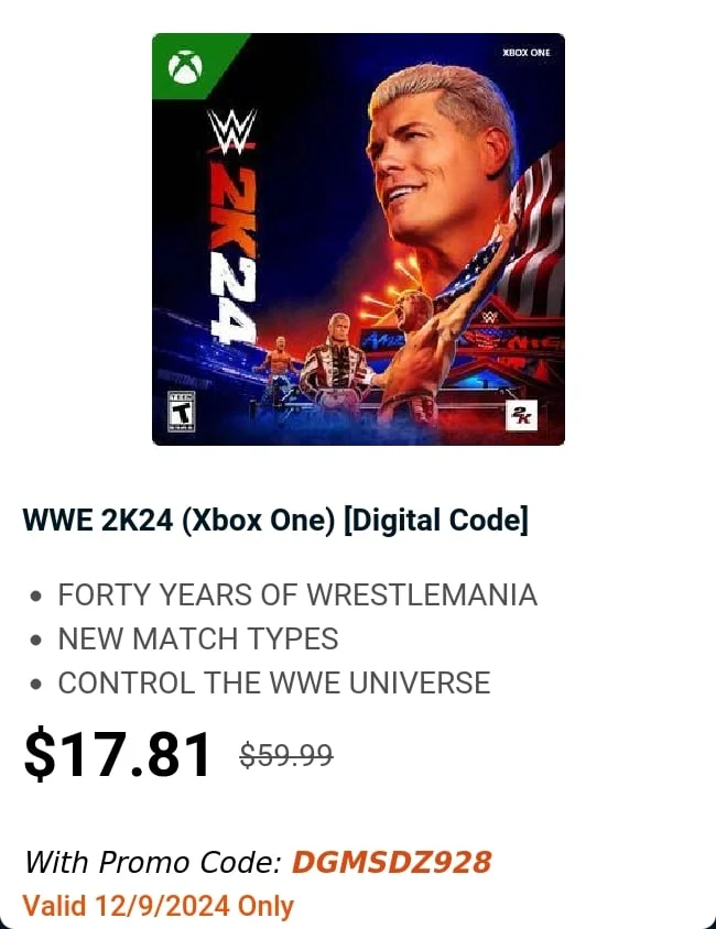 WWE 2K24 (Xbox One) [Digital Code]
