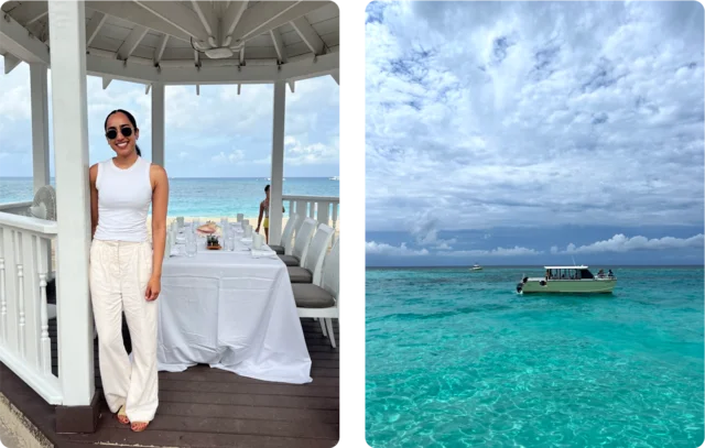 Serina in Grand Cayman and crystal clear waters