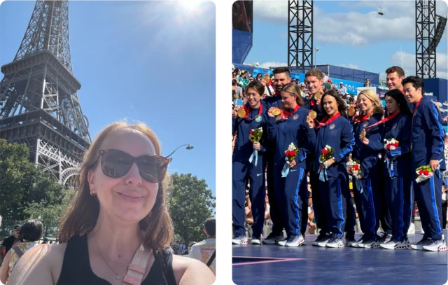 Laura watching an Olympic awards ceremony