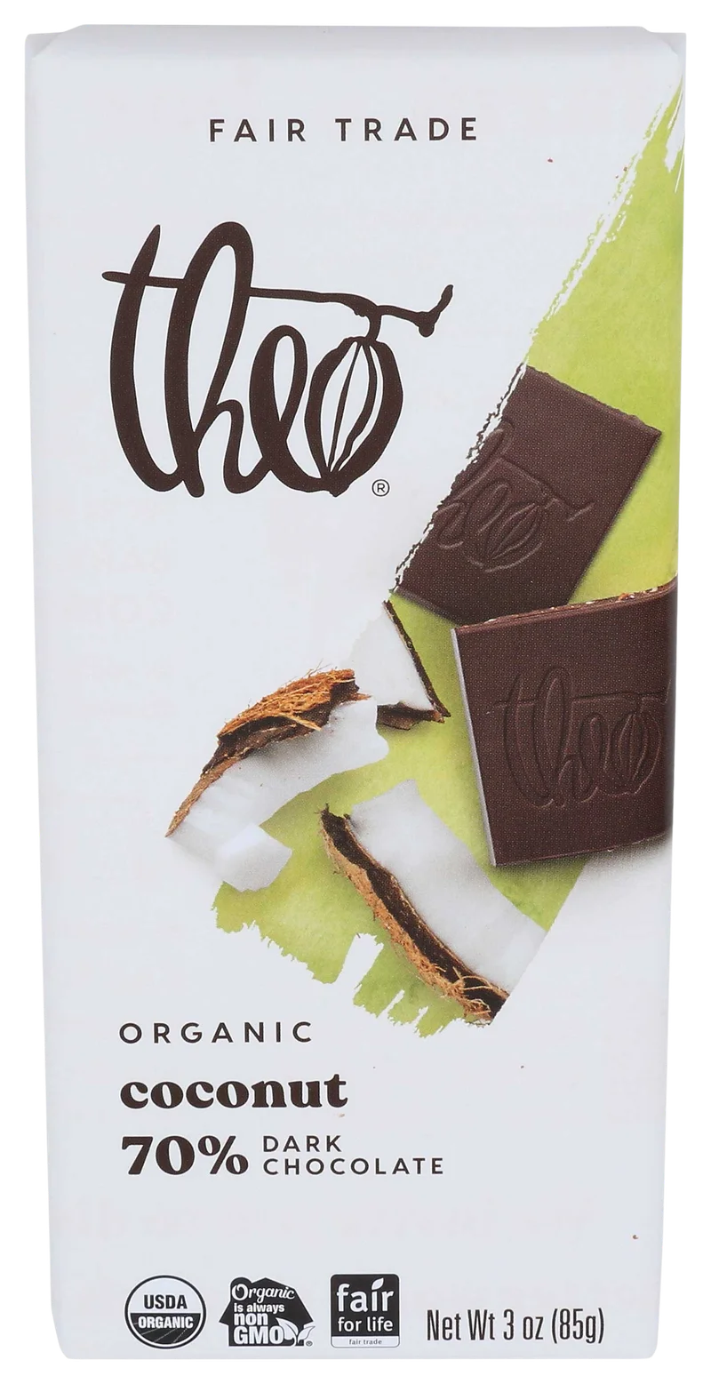 Image of Theo Toasted Coconut Dark Chocolate Bar