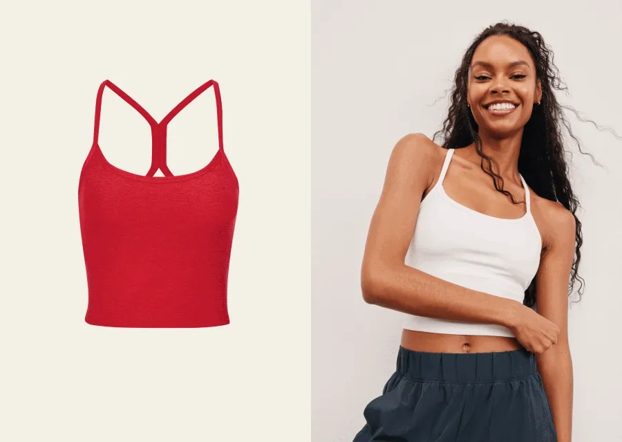 Spacedye Slim Racerback Cropped Tank in Cloud White
