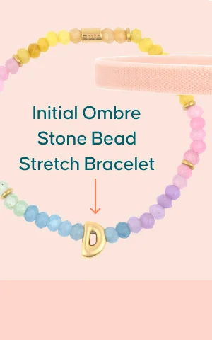 Initial Ombre Stone Bead Stretch Bracelet