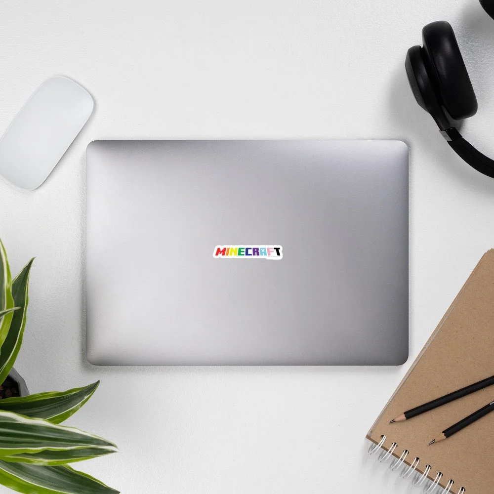 Image of Minecraft Rainbow Logo Die Cut Sticker