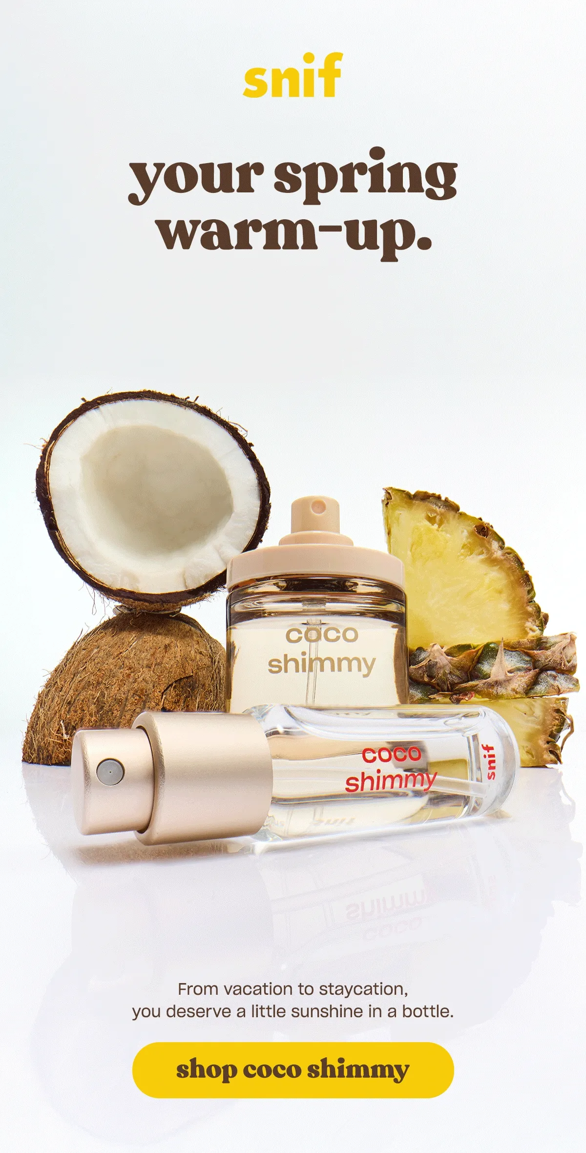From vacation to staycation, you deserve a little sunshine in a bottle.  coconut pineapple sunscreen surf wax sandalwood tonka bean