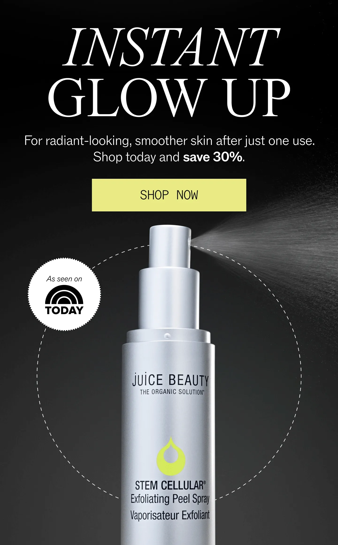 Instant Glow up with Exfoliating Peel Spray