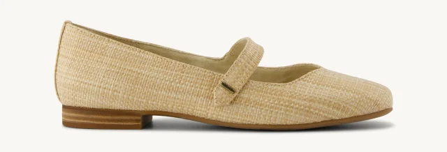 Bianca Almond Raffia Flat - Image