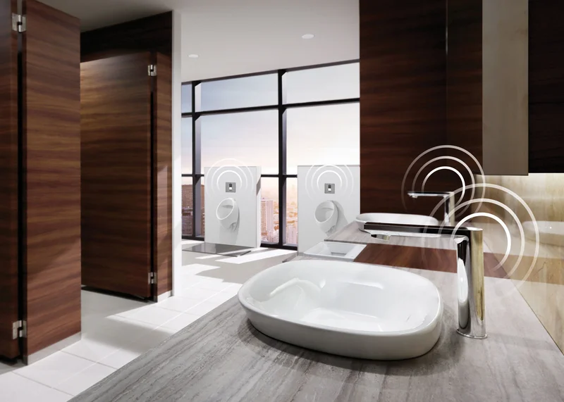 A graphic showing the hidden technology that powers WASHLET instant water heating