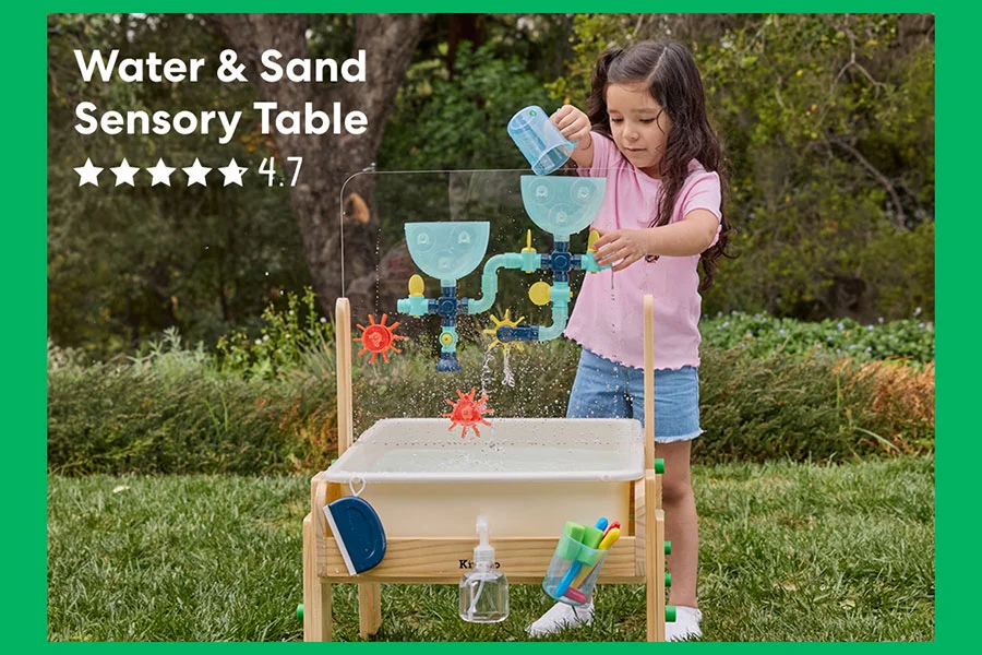 Water & Sand Sensory Table: scoop, spray, learn, and play! This sensory play table comes ready for all kinds of splashy, sandy, creative fun. Water & Sand Sensory Table: scoop, spray, learn, and play! This sensory play table comes ready for all kinds of splashy, sandy, creative fun.