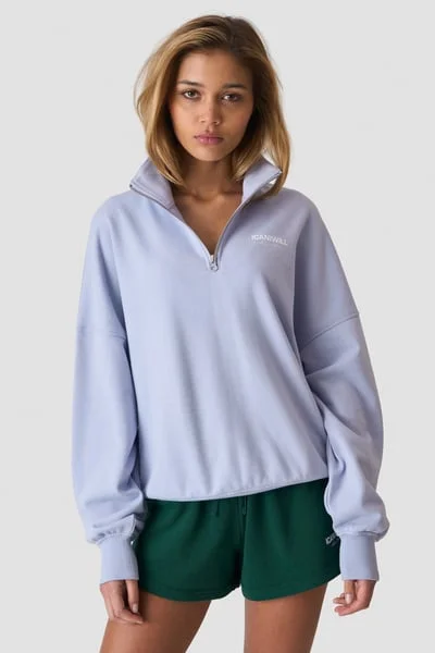 Image of Everyday Terry 1/4 Zip Sweatshirt Pale Blue