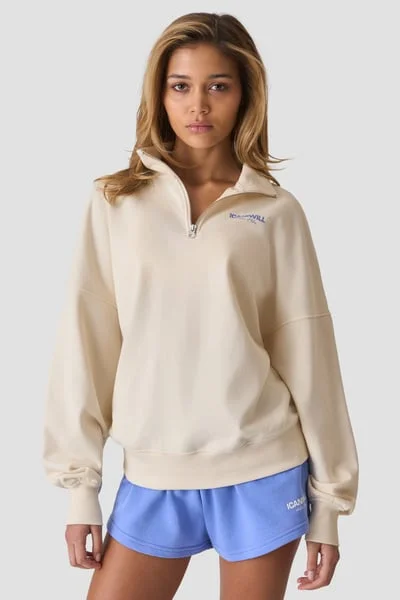Image of Everyday Terry 1/4 Zip Sweatshirt Cream