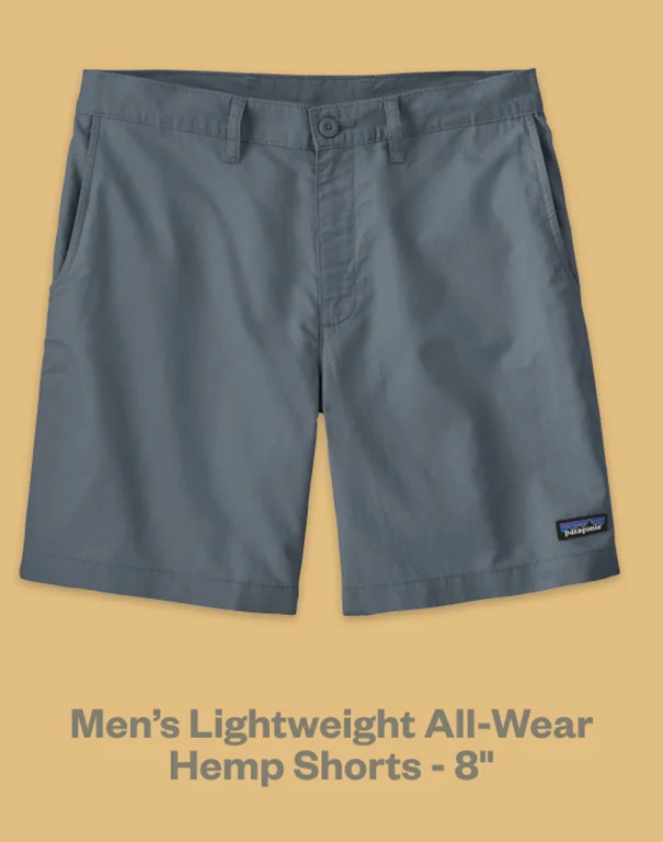 Men's Lightweight All-Wear Hemp Shorts 8 inches