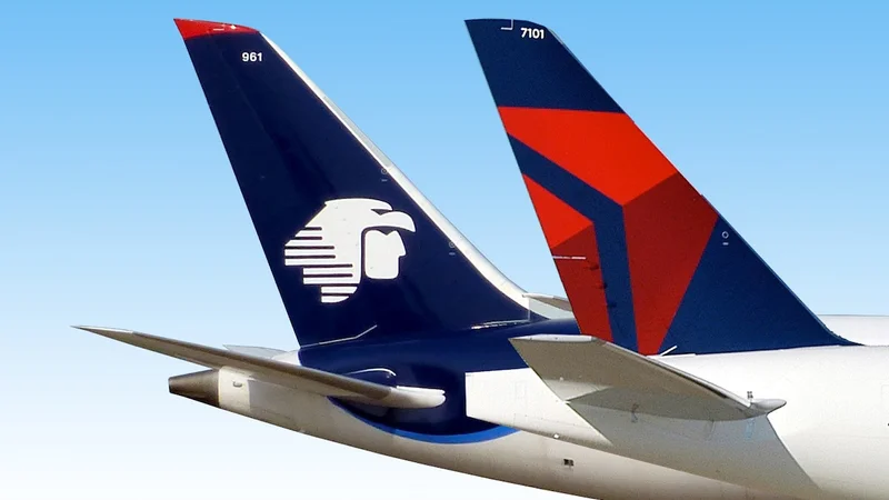 Plane tails for Aeromexico and Delta