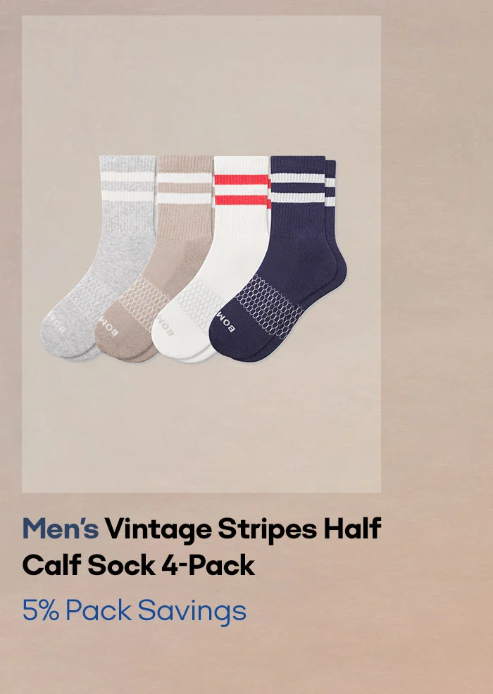 Men's Vintage Stripes Half Calf Sock 4-Pack 5% Pack Savings