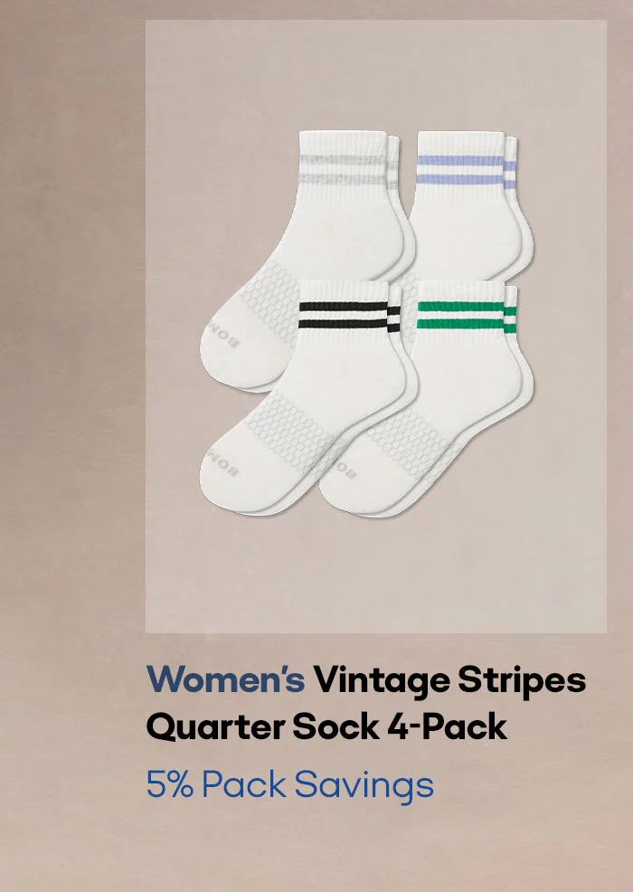 Women's Vintage Stripes Quarter Sock 4-Pack 5% Pack Savings
