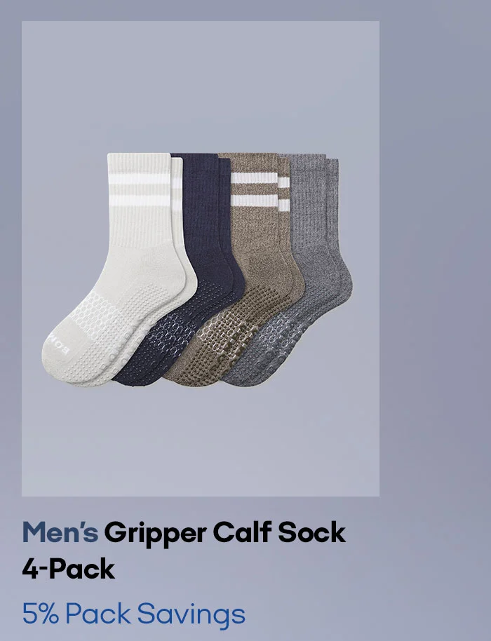 Men's Gripper Calf Sock 4-Pack 5% Pack Savings