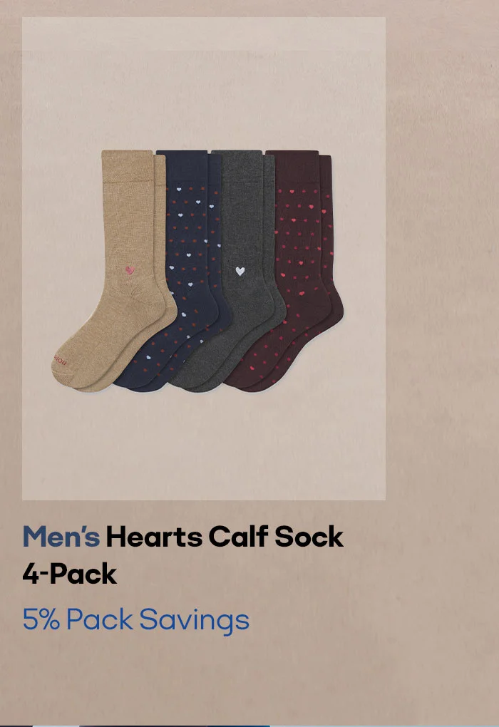 Men's Hearts Calf Sock 4-pack 5% Pack Savings
