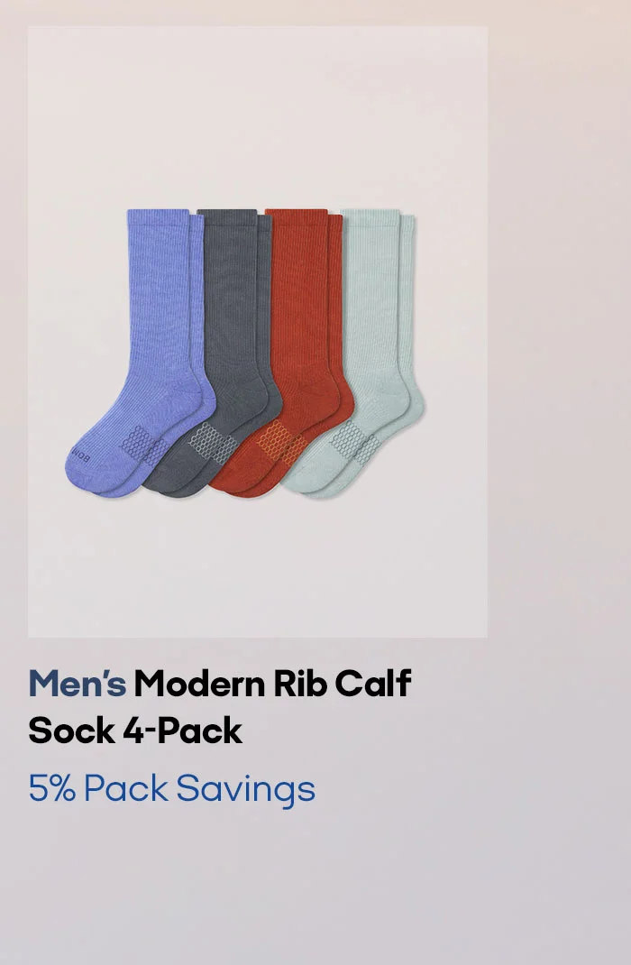 Men's Modern Rib Calf Sock 4-Pack 5% Pack Savings