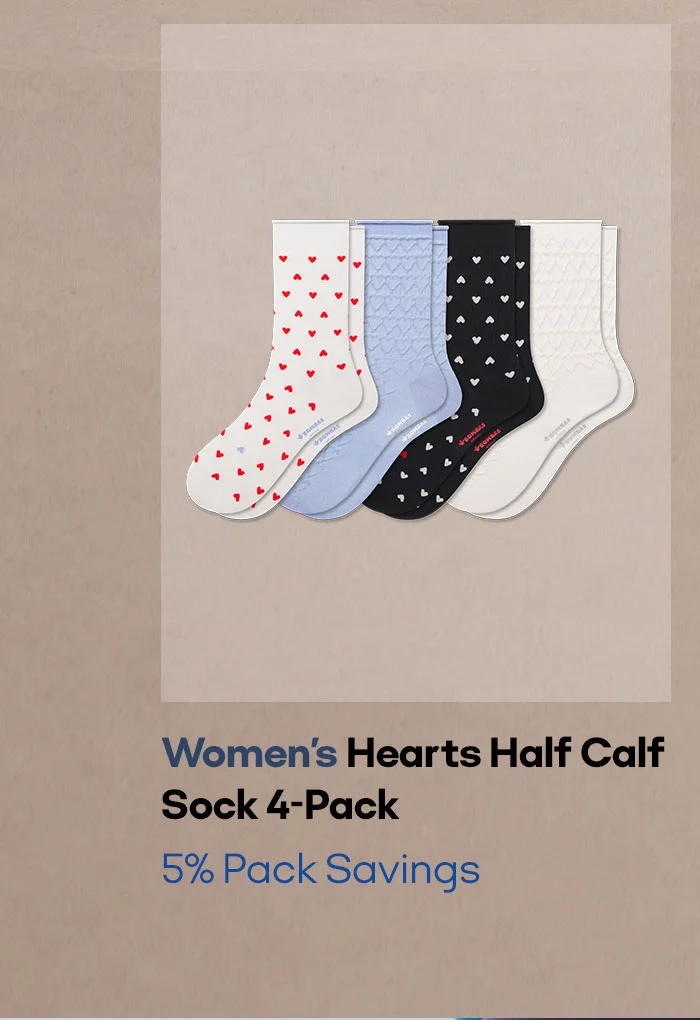 Women's Hearts Half Calf Sock 4-Pack 5% Pack Savings