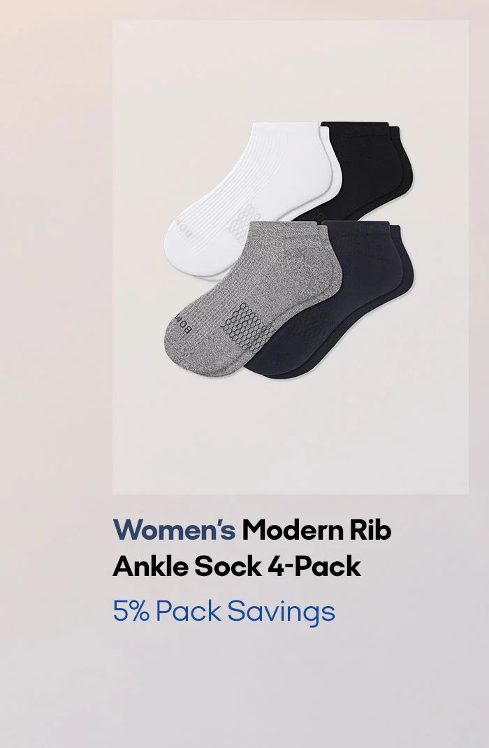 Women's Modern Rib Ankle Sock 4-Pack 5% Pack Savings