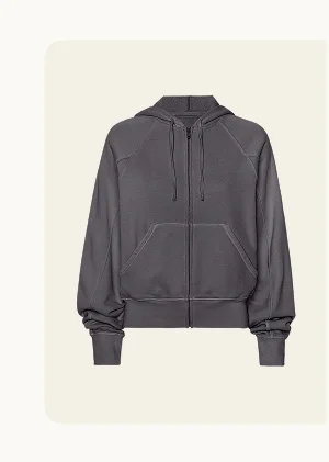Cali Zip Up Hoodie in Washed Black
