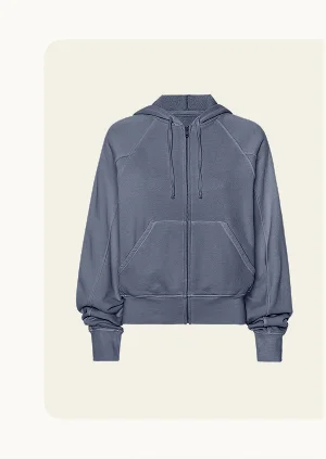 Cali Zip Up Hoodie in Washed Blue