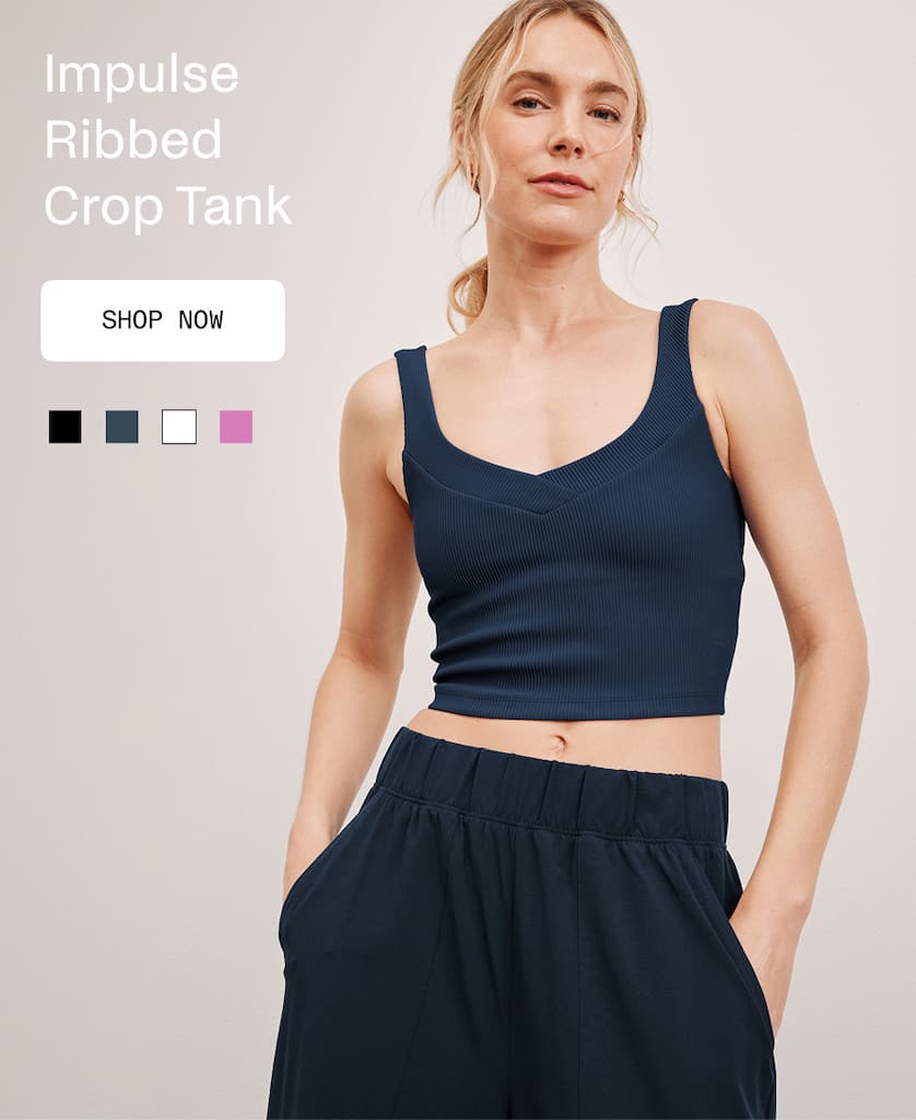 Impulse Ribbed Cropped Tank in Nocturnal Navy