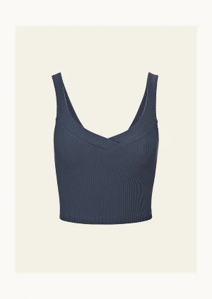 Impulse Ribbed Cropped Tank in Nocturnal Navy