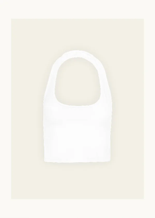 Spacedye Well Rounded Cropped Halter Tank in Cloud White