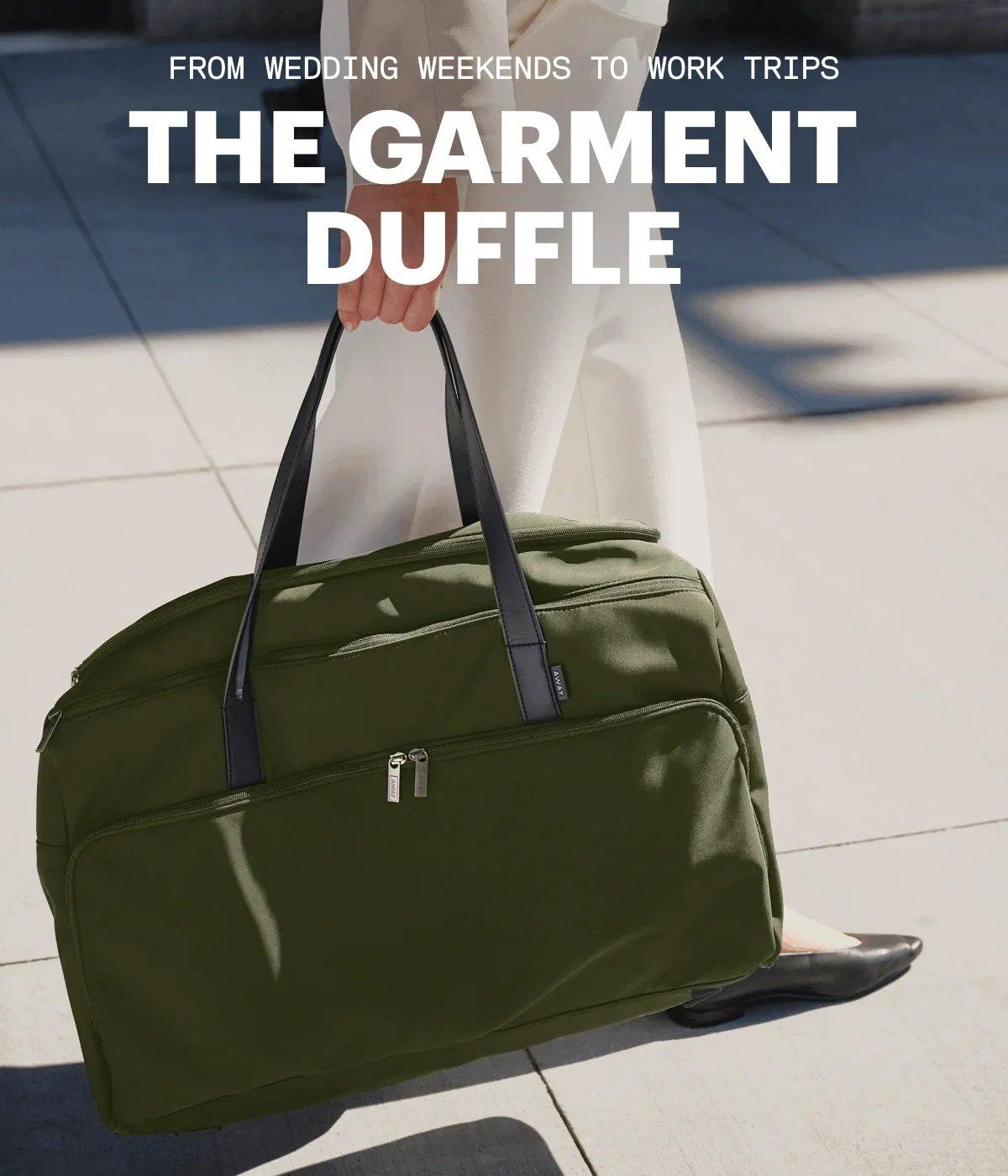 From wedding weekends to work trips: THE GARMENT DUFFLE