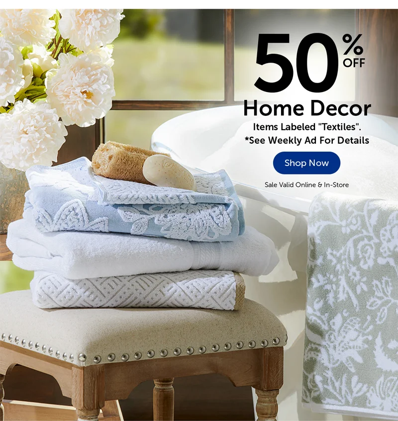 50% Off Home Decor Items Labeled Textiles