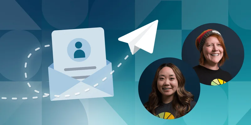 A letter coming out of an envelope with a paper airplane flying around it.