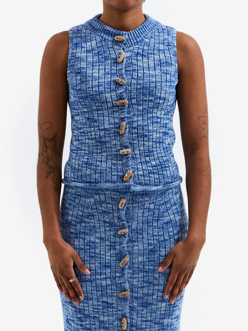 Image of Baserange Drip Top - Blue Melange