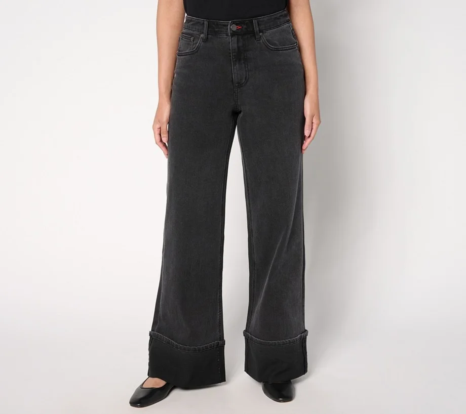 Peace Love World Regular Full length Cuffed Jean w/ Pintuck - Black