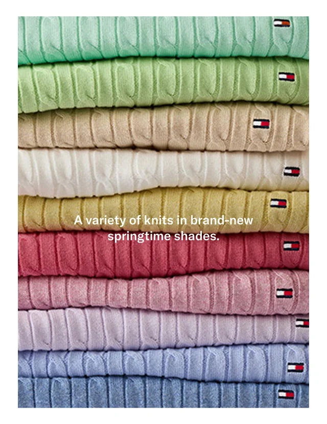 A variety of knits in brand-new springtime shades.
