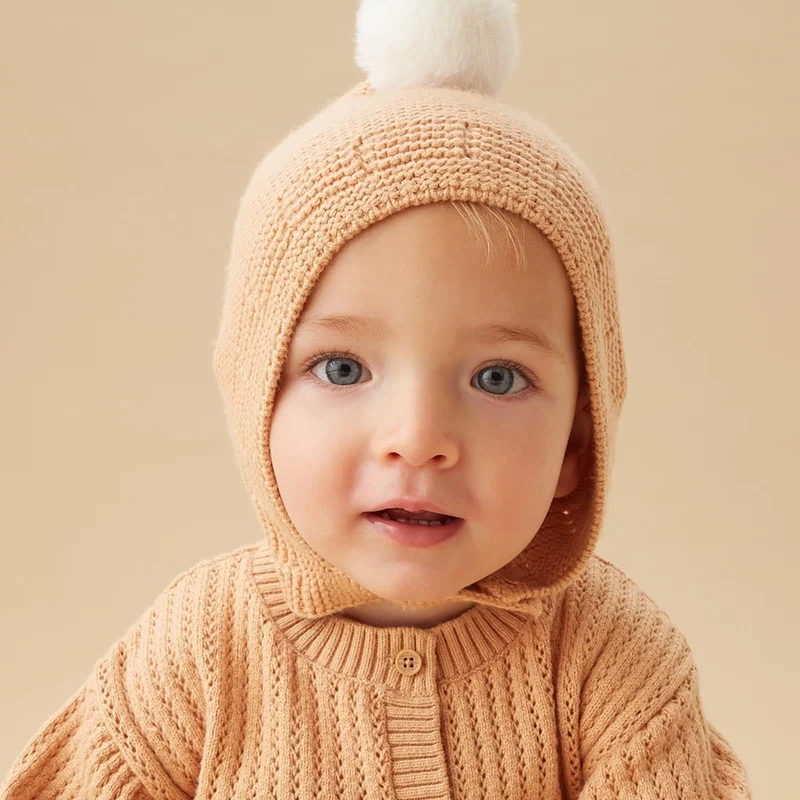 Image of Garter Stitch Knitted Bonnet