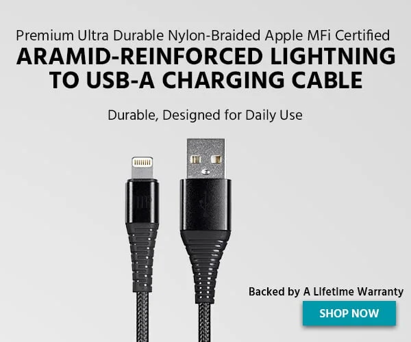 Premium Ultra Durable Nylon‑Braided Apple MFi Certified Aramid‑Reinforced Lightning to USB‑A Charging Cable