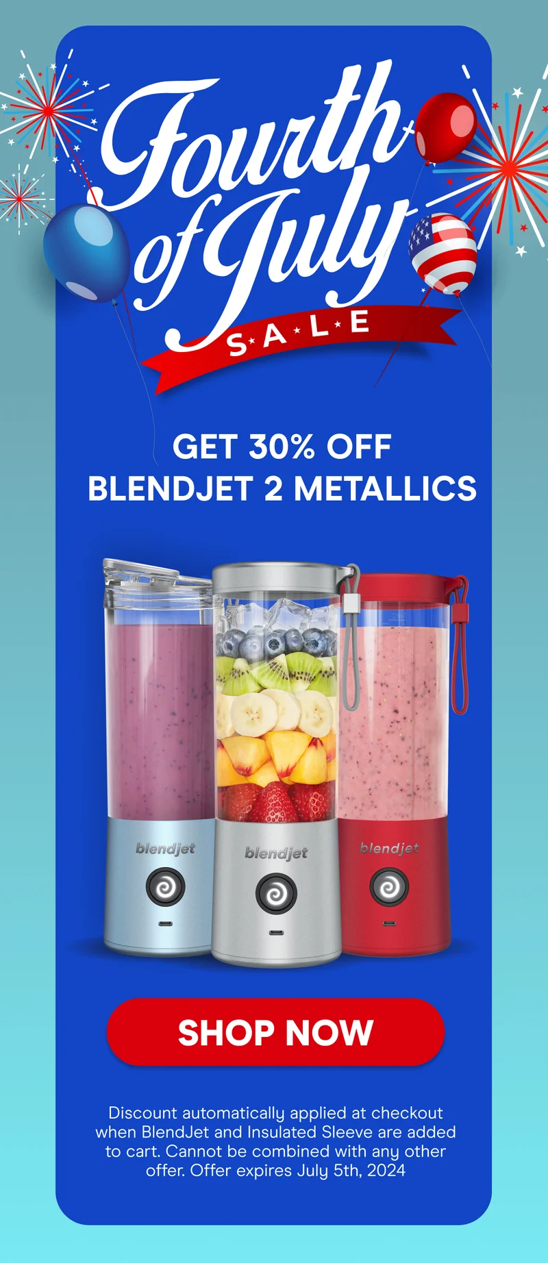 Fourth of July SALE. Free Standard Black Jetsetter Insulated Sleeve with BlendJet 2 Purchase