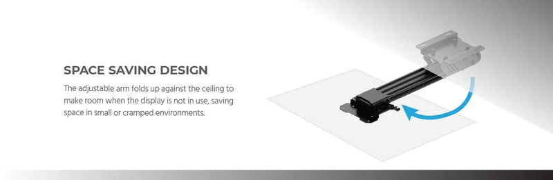 Monoprice Commercial Series Adjustable Folding Ceiling TV Mount for LED TVs 10in to 40in, Max Weight up to 66 lbs., Max Extension 15.7in, VESA Patterns up to 100x100