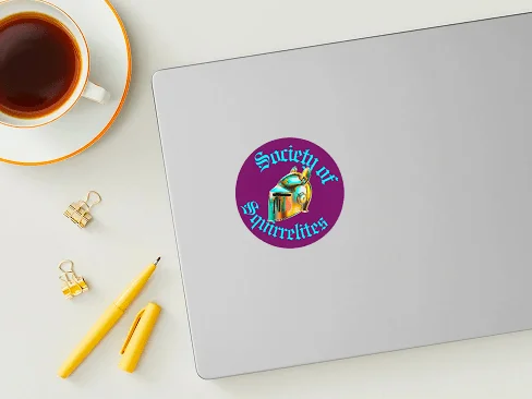 Purple and gold squirrel knight circle sticker