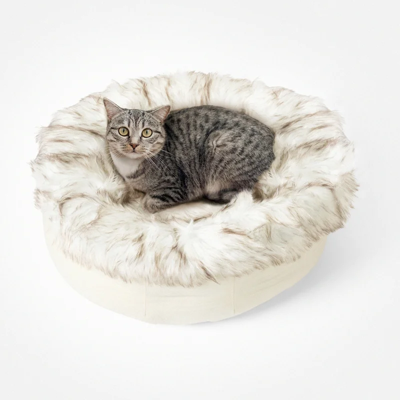 Image of PupPouf™ Faux Fur Donut Pet Bed - Desert Luxe