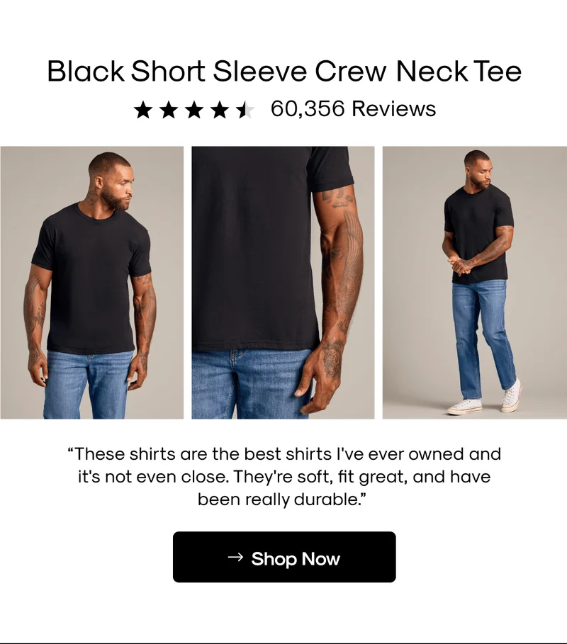 Black Short Sleeve Crew Neck Tee