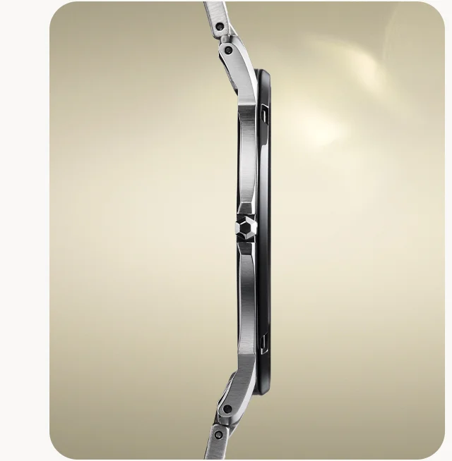 Eco-Drive One watch at a profile featuring the thinness of it's design.