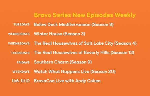 Bravo series New weekly Episodes