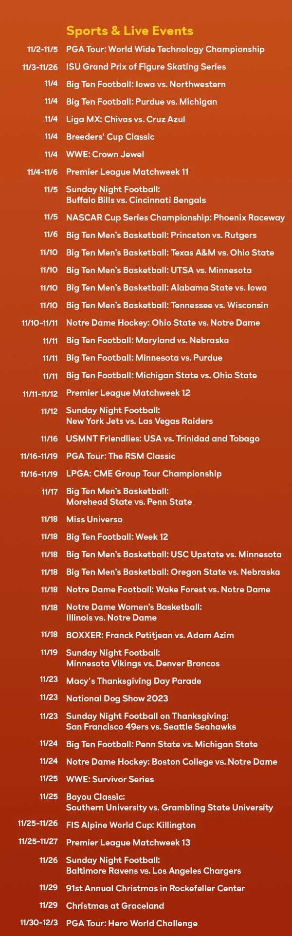 Live Sports and Events