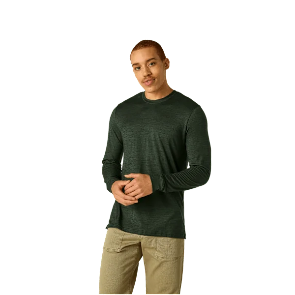 Men's Merino Wool Blend Crew Neck Long Sleeve T-Shirt