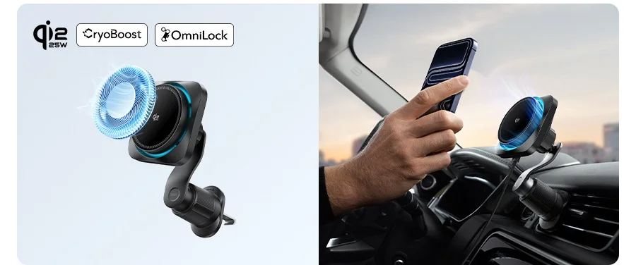 ESR OmiLock Magnetic Car Charger (25W, CryoBoost, Air Vent)