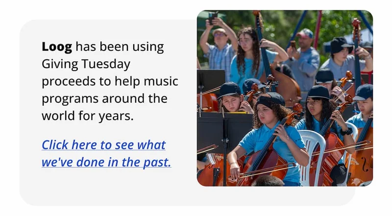 Loog has been using Giving Tuesday proceeds to help music programs around the world for years.