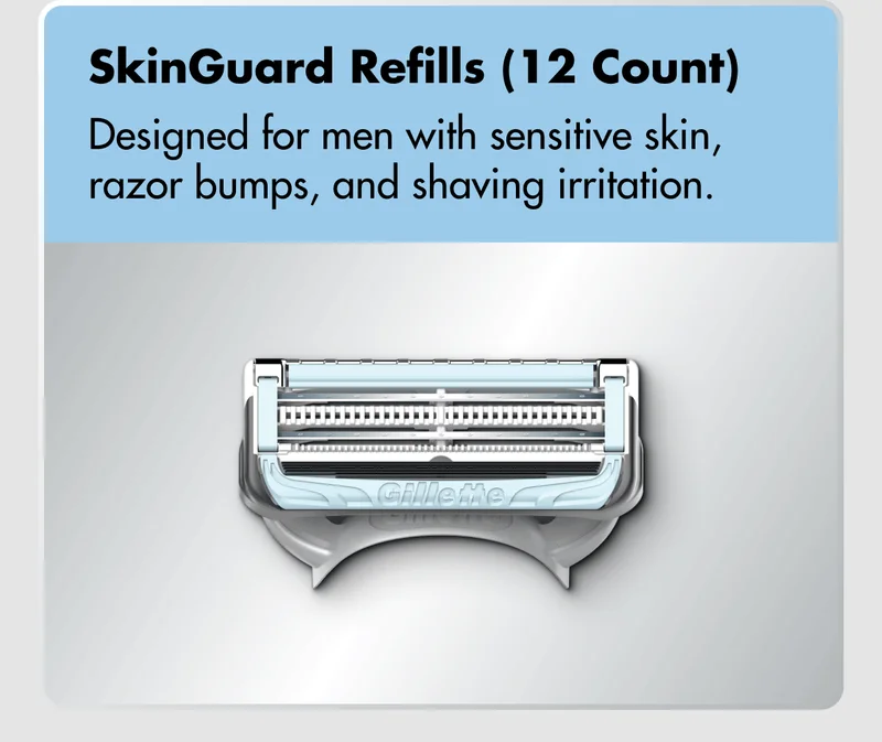 SkinGuard Refills  (12 Count). Designed for Men with Sensitive Skin, Razor Bumps, and Shaving Irritation.